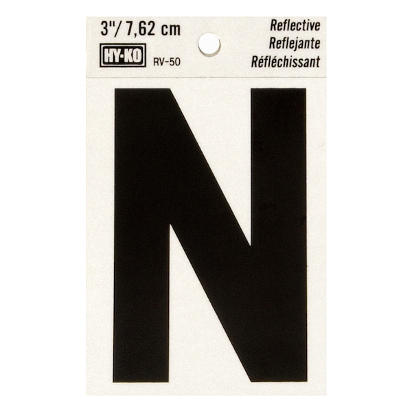 Hy-Ko 3In Reflective Letter N, 10PK B00465